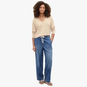 GAP Women's High Rise Easy Wide Leg Pull on Denim Jean